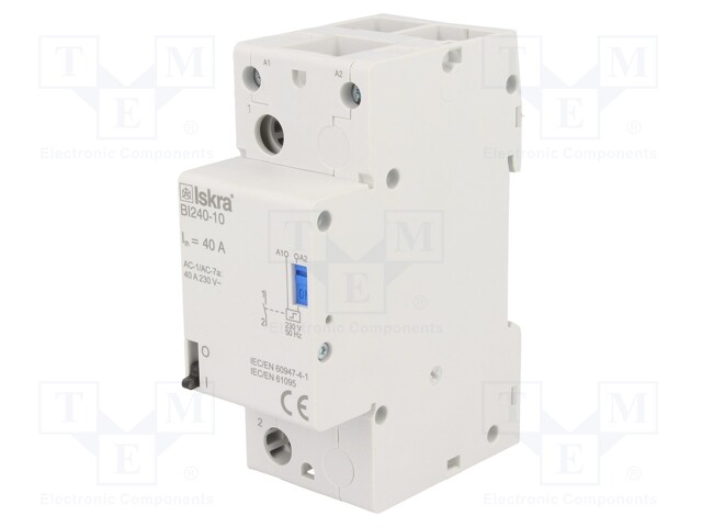 Relay: installation; bistable; NO; Ucoil: 230VAC; 35x90x65mm; 40A