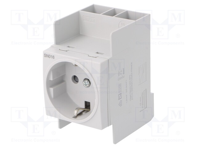 F-type socket (Schuko); 230VAC; 16A; DIN