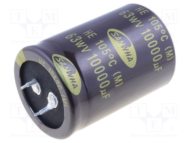 Capacitor: electrolytic; SNAP-IN; 10000uF; 63VDC; Ø35x50mm; ±20%