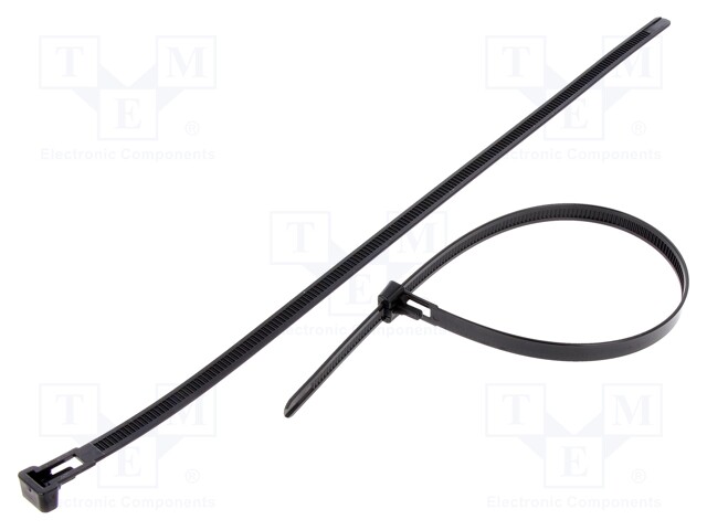 Cable tie; multi use; L: 300mm; W: 8mm; polyamide; 215.6N; black