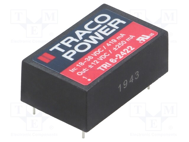 Converter: DC/DC; 6W; Uin: 18÷36V; Uout: 12VDC; Uout2: -12VDC; DIP24