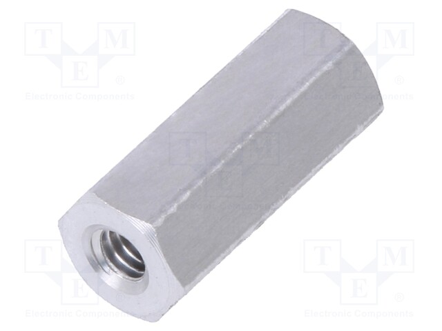 Screwed spacer sleeve; Int.thread: M2,5; 12mm; hexagonal