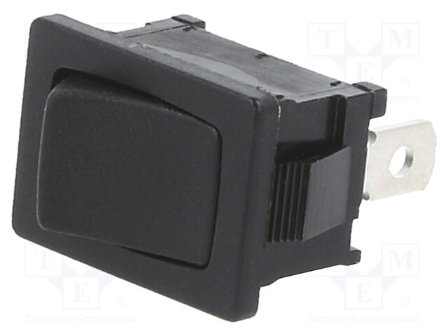 ROCKER; SPST; Pos: 2; OFF-ON; 10A/24VDC; black; none; Rcont max: 50mΩ