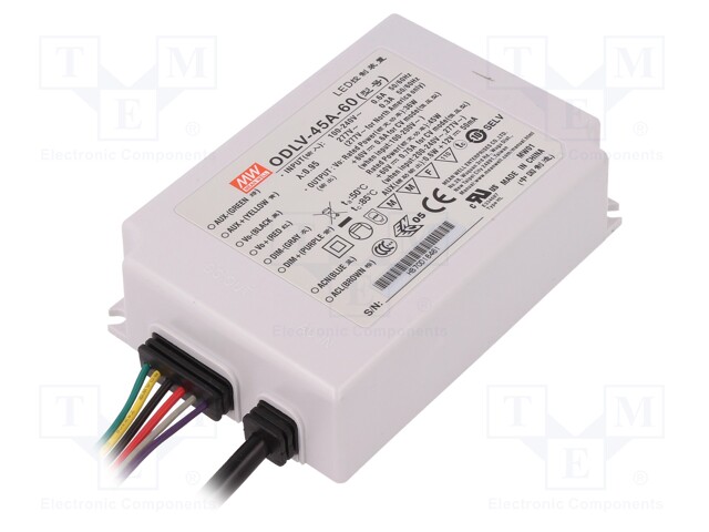 Power supply: switched-mode; LED; 45W; 60VDC; 0.75A; 90÷295VAC