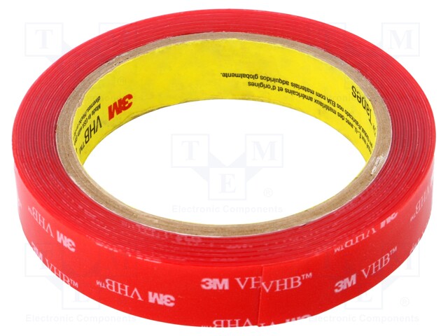 Tape: fixing; W: 19mm; L: 5.5m; Thk: 500um; acrylic; transparent