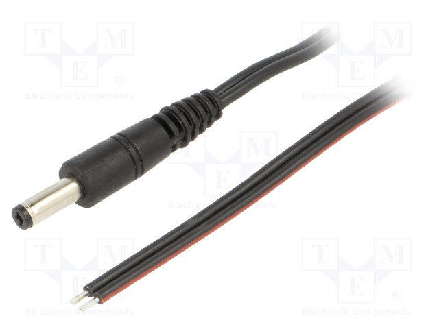 Cable; wires,DC 4,8/1,7 plug; straight; 0.75mm2; black; 0.5m