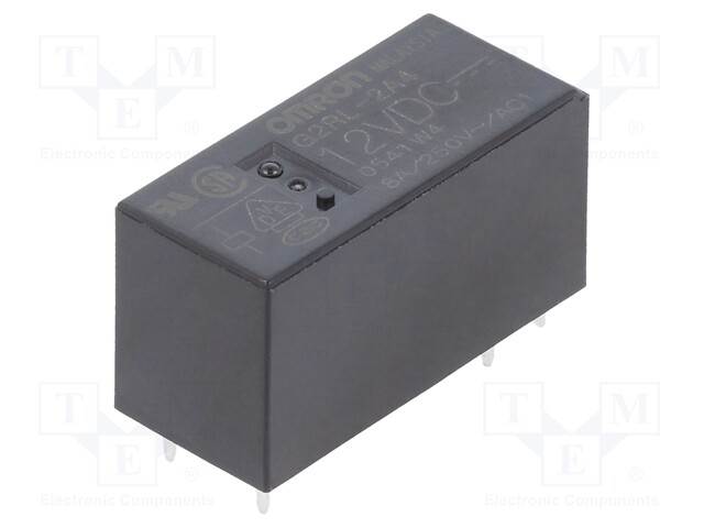 Relay: electromagnetic; DPST-NO; Ucoil: 12VDC; 8A/250VAC; 8A/24VDC