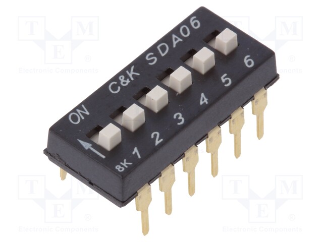 Switch: DIP-SWITCH; Poles number: 6; ON-OFF; 0.025A/24VDC; Pos: 6