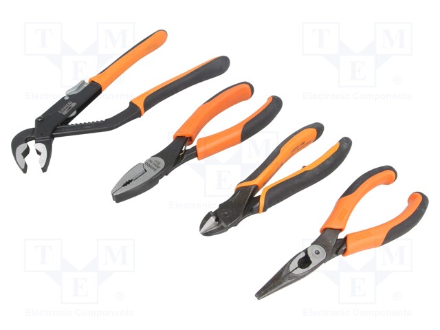 Pliers; Pcs: 4; cutting,adjustable,half-rounded nose,universal