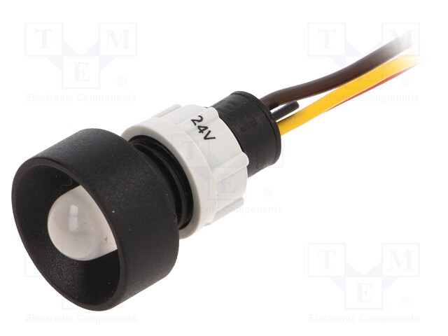 Indicator: LED; recessed; 24VDC; 24VAC; Cutout: Ø13mm; IP40; plastic