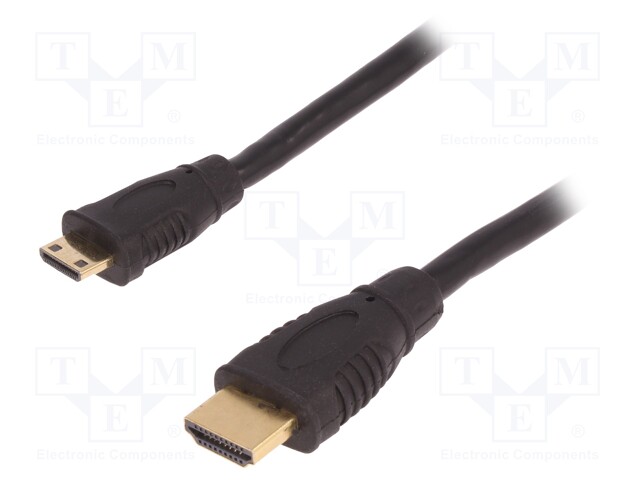 Cable; HDMI 1.3; HDMI mini plug,HDMI plug; 1.8m; black