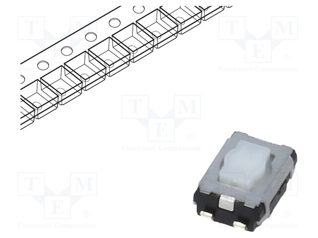 Microswitch TACT; SPST; Pos: 2; 0.02A/15VDC; SMT; none; 2.1mm; white