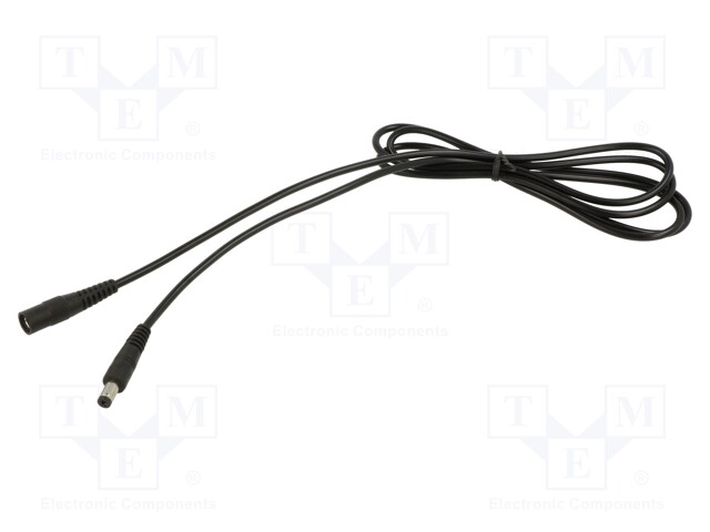 Cable; DC 5,5/2,5 plug,DC 5,5/2,5 socket; straight; 0.5mm2; 1.5m