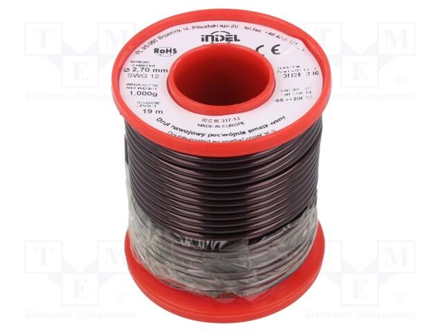 Coil wire; double coated enamelled; 2.7mm; 1kg; -65÷200°C