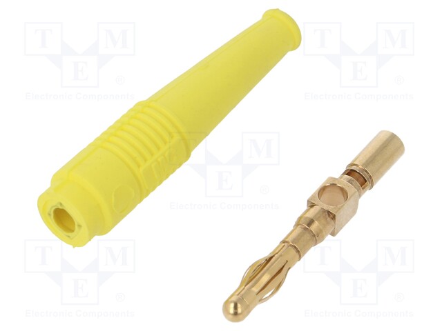 Plug; 4mm banana; 32A; yellow; 2.5mm2; Plating: gold-plated; 69mm