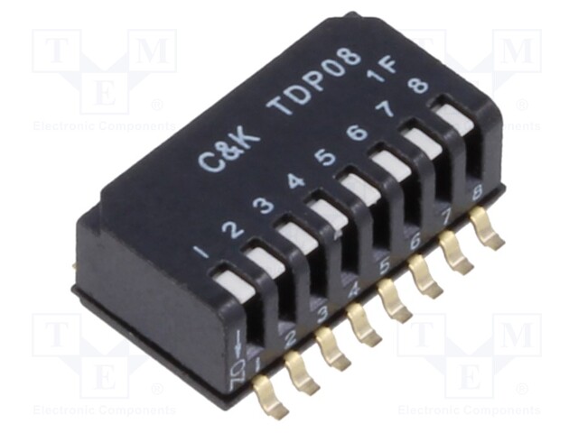 Switch: DIP-SWITCH; Poles number: 8; OFF-ON; 0.025A/24VDC; Pos: 2