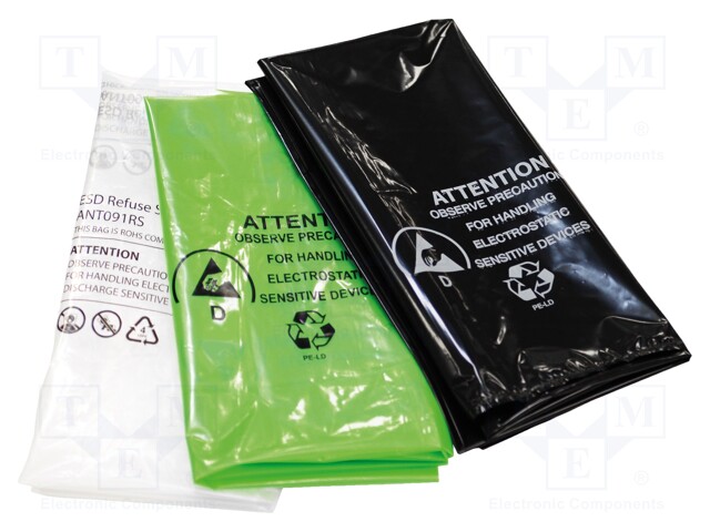Waste bag; ESD; 110l; clear-white; <100GΩ