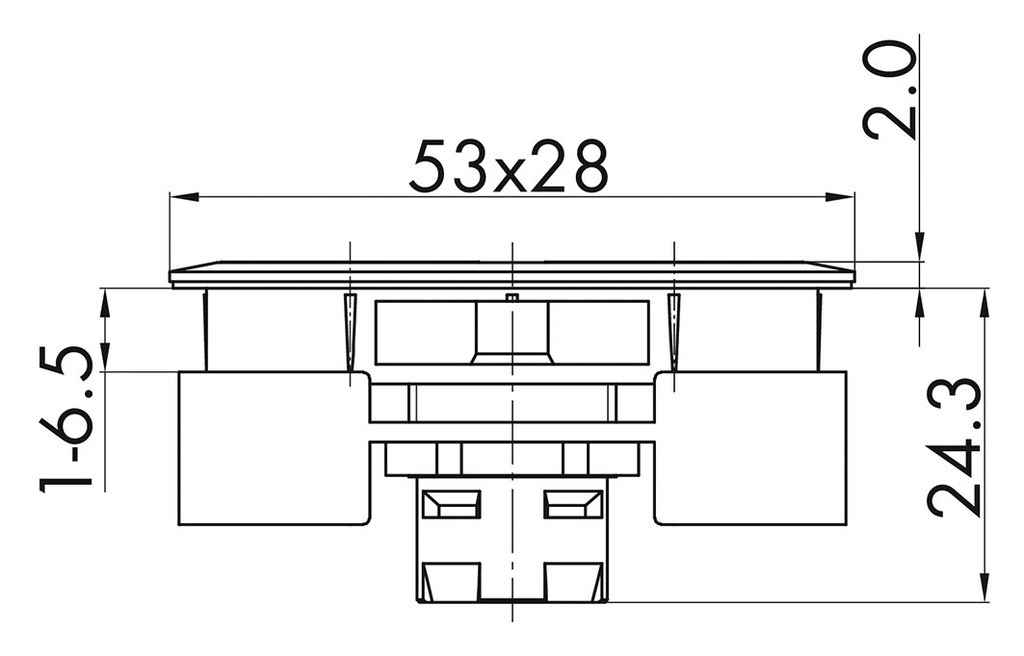 Switch: double; 22mm; green/red; yes; IP65; flat; Pos: 2; 22.5x47.5mm