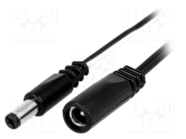 Cable; DC 5,5/2,1 plug,DC 5,5/2,1 socket; straight; 0.5mm2; 1.8m