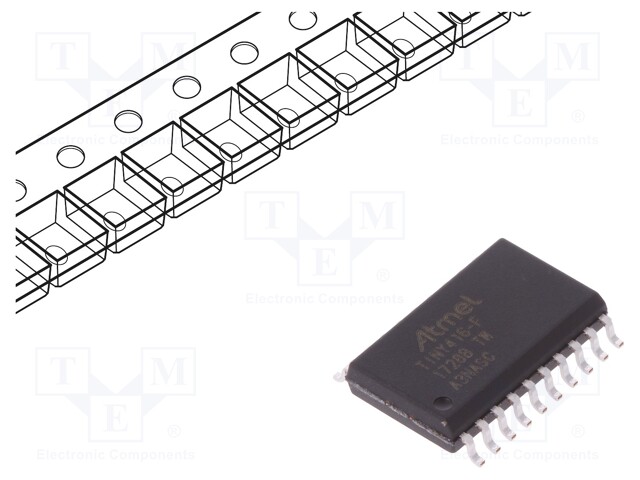 AVR microcontroller; EEPROM: 128B; SRAM: 256B; Flash: 4kB; SO20