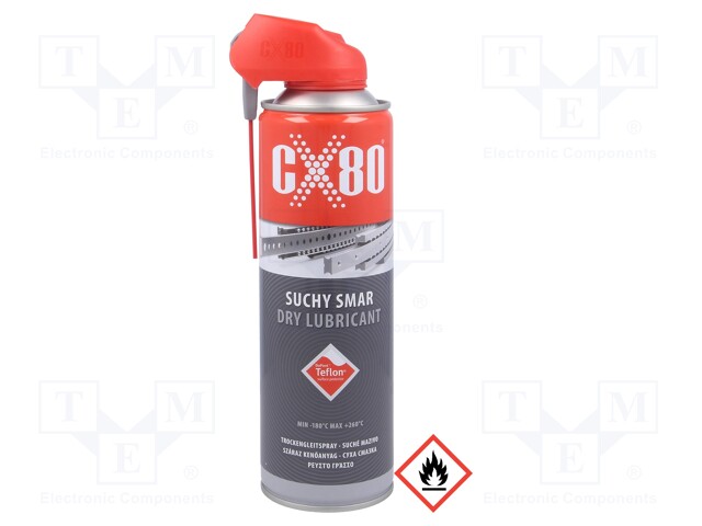 Grease; spray; Ingredients: PTFE; can; 500ml; -180÷260°C