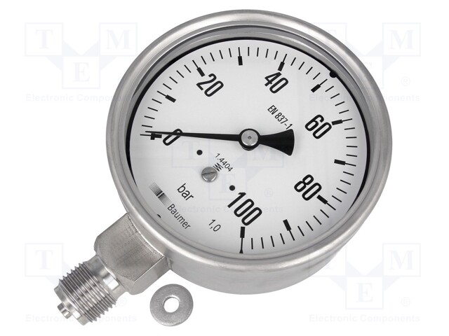 Manometer; BSP 1/2"; outside; Working pressure: 0÷100bar; Ø: 100mm