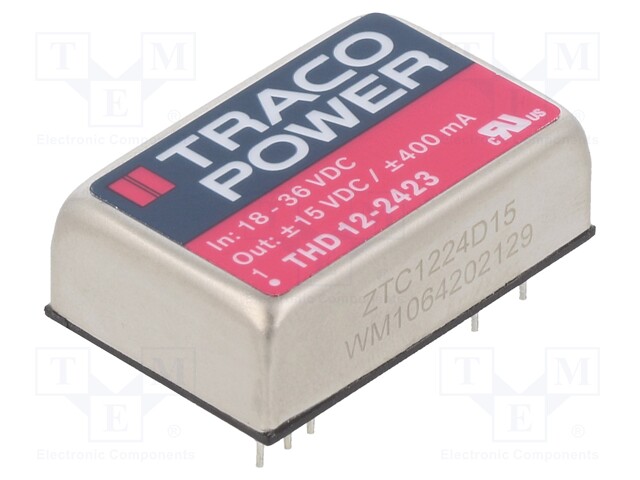 Converter: DC/DC; 12W; Uin: 18÷36V; Uout: 15VDC; Uout2: -15VDC; DIP24