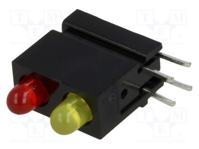 LED; in housing; red,yellow; 3mm; No.of diodes: 2; 20mA; 60°