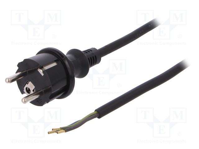 Cable; SCHUKO plug,CEE 7/7 (E/F) plug,wires; 4.5m; black; rubber