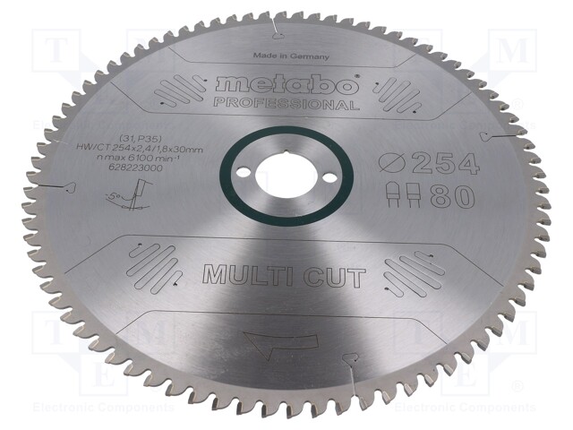 Circular saw; Ø: 254mm; HW/CT; Mount.hole diam: 30mm; W: 2.4mm