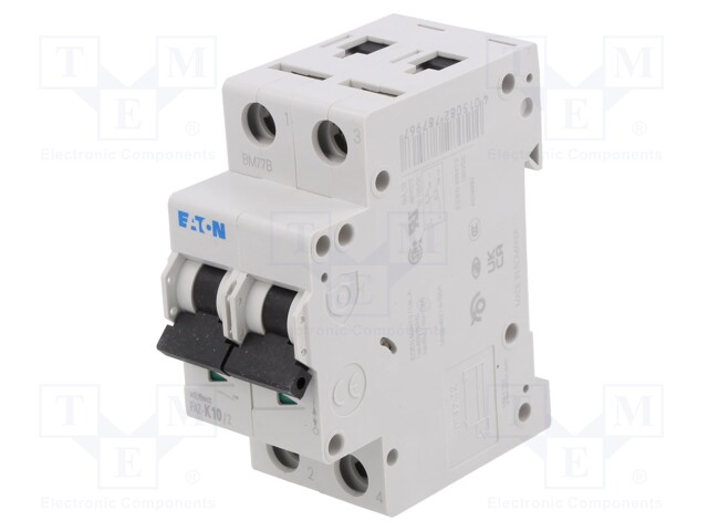 Circuit breaker; 230/400VAC; Inom: 10A; Poles: 2; DIN; Charact: K