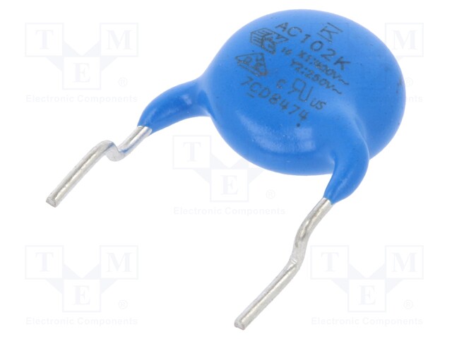 Capacitor: ceramic; X1/Y2; 1nF; Y5P; ±10%; THT; 10mm; Series: C900