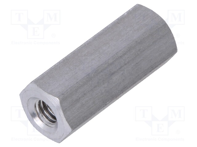 Screwed spacer sleeve; Int.thread: M3; 15mm; hexagonal; aluminium