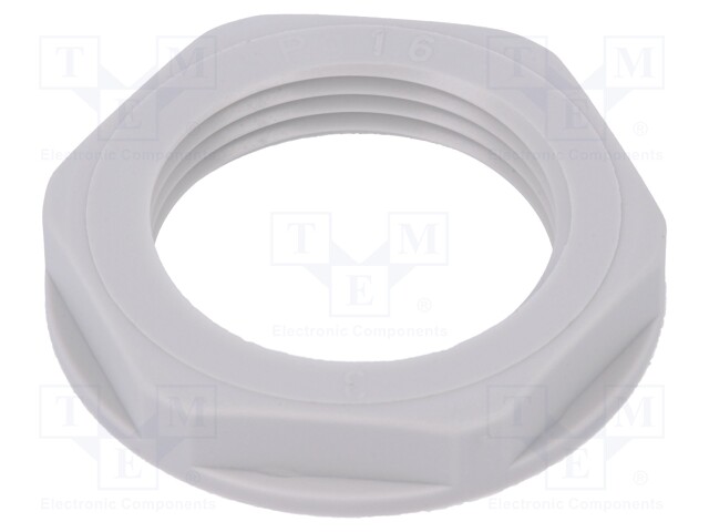 Nut; PG16; polyamide; UL94V-2; 30mm; light grey; -20÷100°C