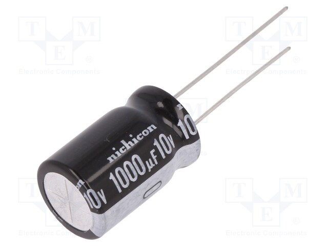 Capacitor: electrolytic; THT; 1000uF; 10VDC; Ø12.5x20mm; Pitch: 5mm