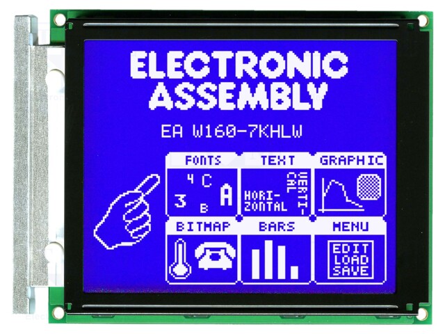 Display: LCD; graphical; 160x128; STN Negative; blue; LED; PIN: 20