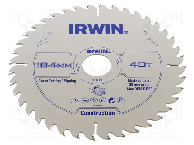 Circular saw; Ø: 184mm; Øhole: 30mm; Teeth: 40; wood