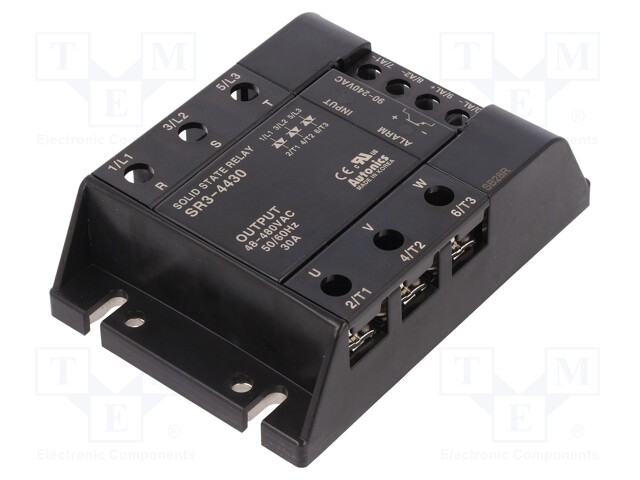 Relay: solid state; Ucntrl: 90÷240VAC; 30A; 48÷480VAC; 3-phase