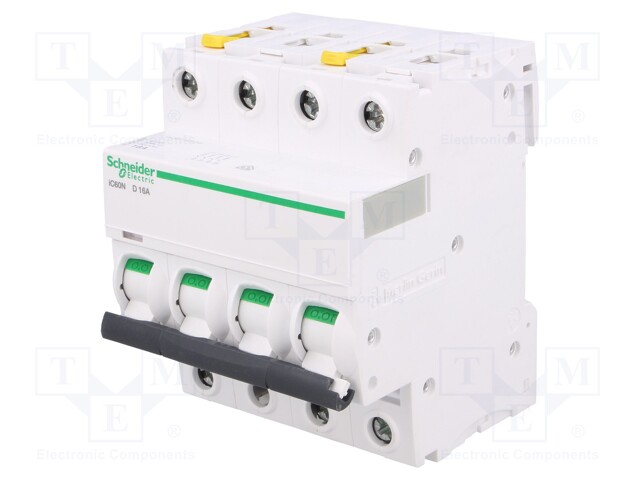 Circuit breaker; 400VAC; Inom: 16A; Poles: 4; DIN; Charact: D; 6kA