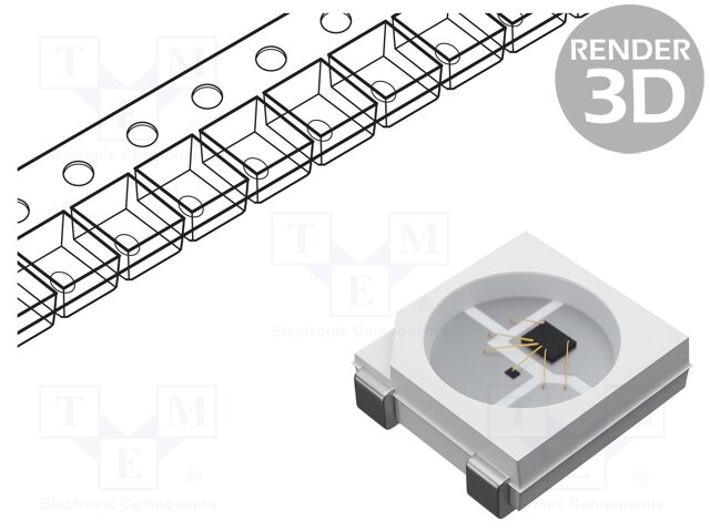 Programmable LED; SMD; 5050; RGB; 5x5x1.6mm; 120°; 12mA; Front: flat