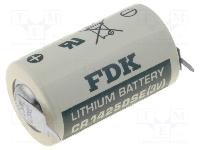 Battery: lithium; 3V; 1/2AA; 2pin; Ø14.5x25mm; 850mAh