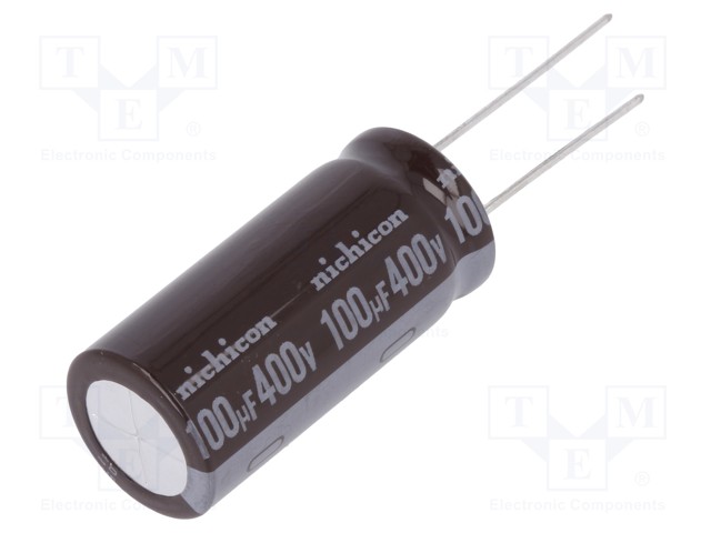 Capacitor: electrolytic; THT; 100uF; 400VDC; Ø16x35.5mm; ±20%