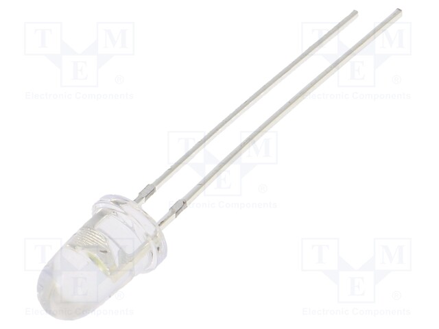 LED; 5mm; white; 60000÷72000mcd; 8°; 30mA; 2.9÷3.4V; Front: convex