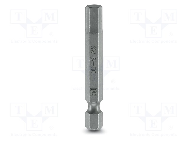 Screwdriver bit; Allen hex key; HEX 6mm; Overall len: 50mm