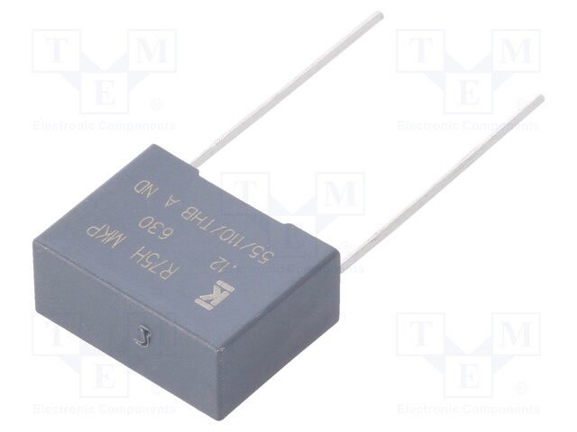 DC Film Capacitor, 0.12 µF, 630 V, Metallized PP, ± 5%, R75H Series, Radial Box