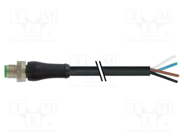 Connection lead; male; IP67; 63VAC; 63VDC; 12A; 15m; PIN: 4; plug