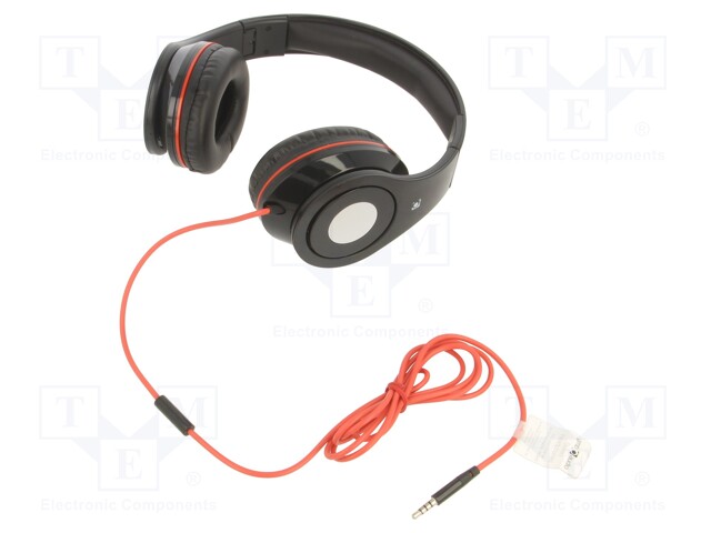 Headphones with microphone; black; Jack 3,5mm; headphones; 32Ω