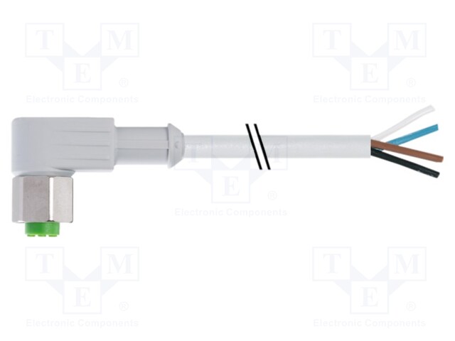 Connection lead; M12; PIN: 4; angled; 10m; plug; 250VAC; -25÷80°C