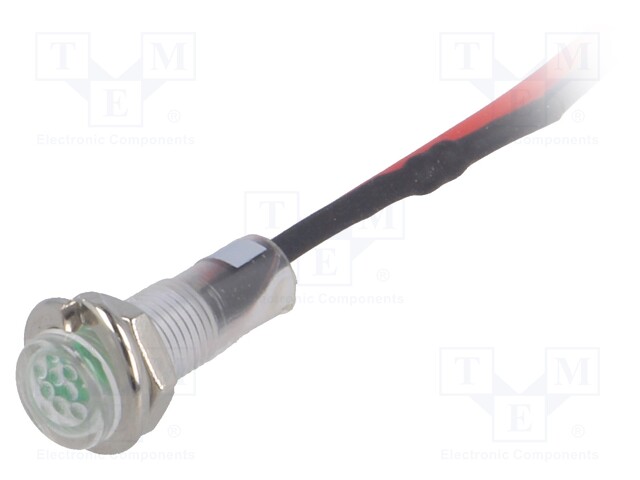 Indicator: LED; flat; 24VDC; Cutout: Ø5.2mm; IP40; polycarbonate