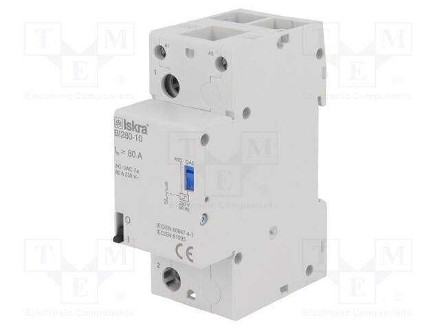 Relay: installation; bistable; NO; Ucoil: 230VAC; 35x90x65mm; 80A